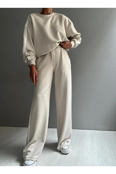 YouLikeButik Modal Stripe Detail Palazzo Set