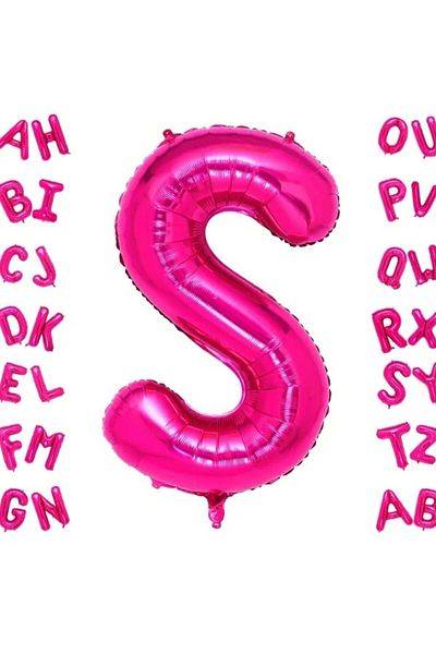 DÜVENCİ TİCARET Fuchsia Letter Foil Balloon 16 Inch 36 cm