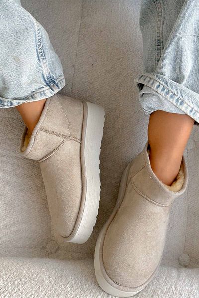 Shoebutik Μάφιν Μπεζ Μπότες