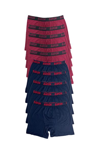 Pi Giyim 10 Τεμάχια Οικονομικό Lycra Boxer Short Navy Blue-μπορντό