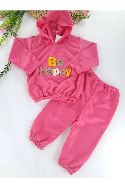 Butik Baby Girl / Child Tracksuit Set Pink Color Seasonal 2 Thread Polarless Embroidered