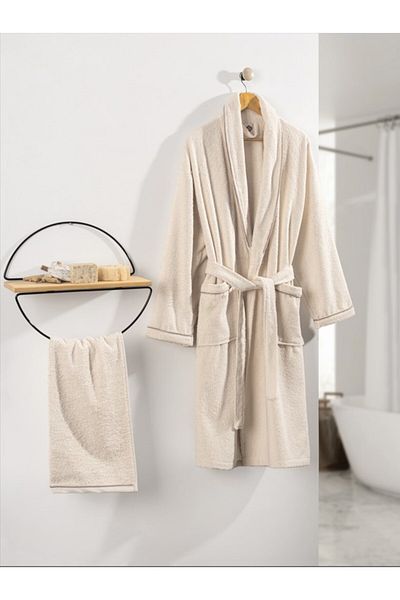 Cotton Box Πίσω Μαύρισμα με Κρέμα Σετ Μπουρνούζι Deluxe Singel σε μέγεθος L