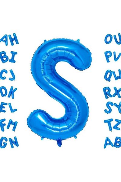 DÜVENCİ TİCARET Blue Letter Foil Balloon 16 Inch 36 cm