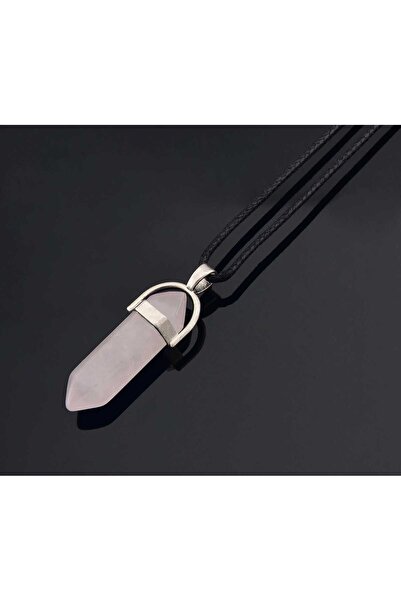 Apptakı Aşk Taşı Pembe Kuvars Doğaltaş Kolye - DGK0012