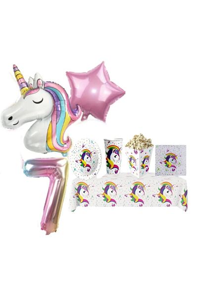 CANSIN Unicorn 7 Years Old Birthday Set for 8 People
