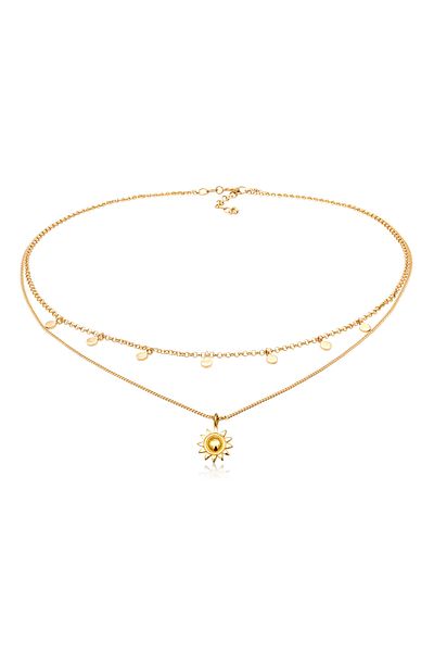 ELLI Náhrdelník Layer Náhrdelník Dámský řetízek s přívěskem na slunce 925 Sterling Silver léto / pláž 36 cm