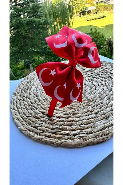 kombin takı Crescent Star Satin Crown and Buckle 29 Republic Day Children's Performance Crown with Bow