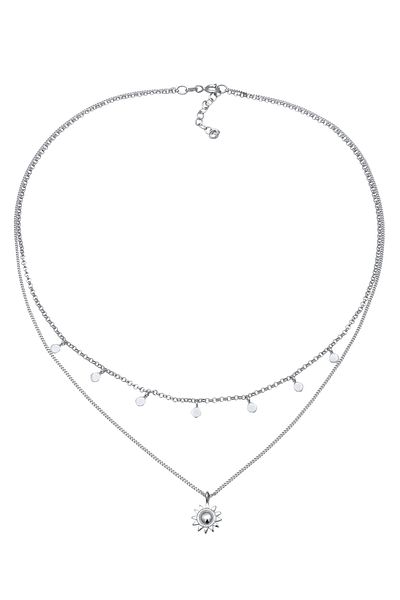 ELLI Náhrdelník Layer Náhrdelník Dámský řetízek s přívěskem na slunce 925 Sterling Silver léto / pláž 36 cm