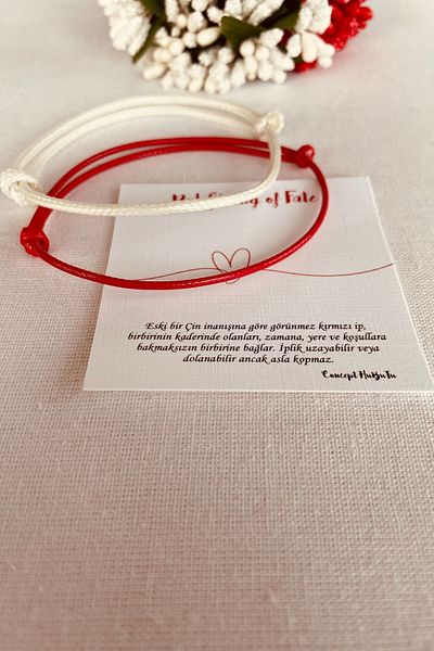 Concept HuBuTU Set of 2 Women's Men's Red White Rope Infinity Bracelet