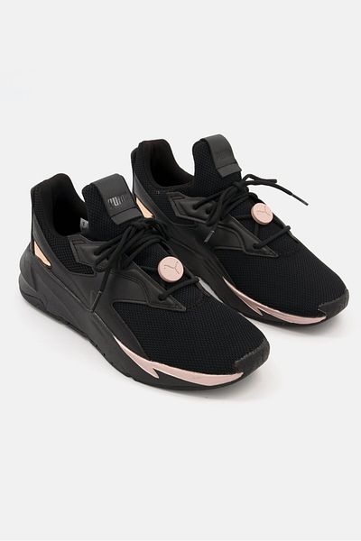 Puma Women Lace Up Fier Nitro Metallic Outdoor Shoes, Black
