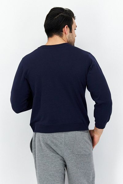 Marc New York Men Crew Neck Plain Long Sleeves Sweatshirt, Navy