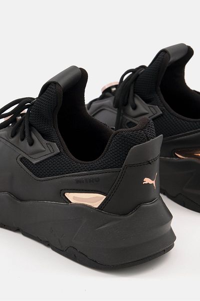 Puma Women Lace Up Fier Nitro Metallic Outdoor Shoes, Black