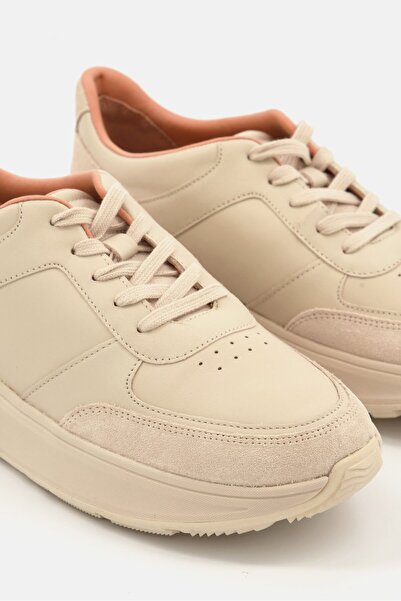 Fitflop Women F-Mode Leather Flatform Sneakers, Beige