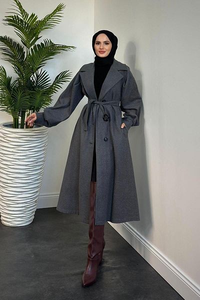 MERVEN AKYÜZ Παλτό Catherina Gri Kaşe