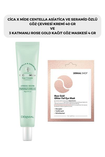 Dermal Cicaxmide Eye Contour Cream 40 Gr and Dermal 3 Layer Rose Gold Eye Mask 4 Gr