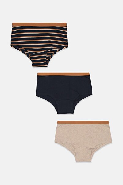 Tchibo Kids Girl 3 Pieces Textured Pull On Panty, Navy