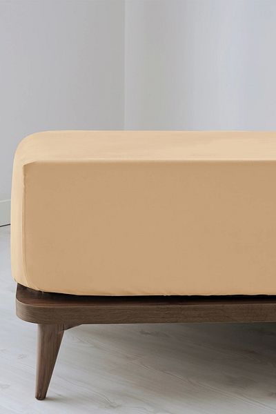İssimo Home ملاءة سرير رانفورس مقاس 180*200 سم باللون البيج