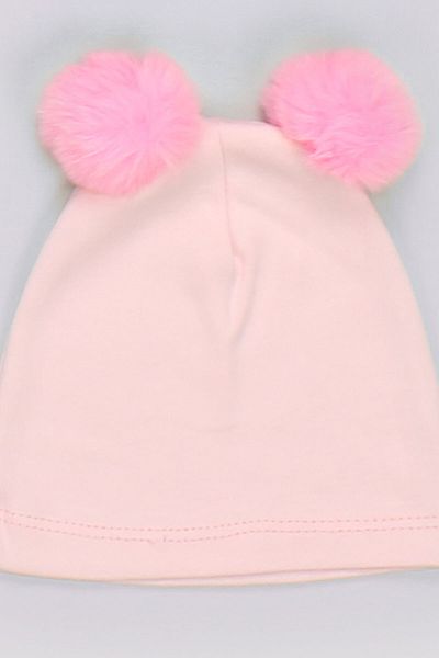 Peki Soft Cotton Combed Girl's Cap - Add 5, Pay 4, Newborn, Double Pompom, Beret 14016