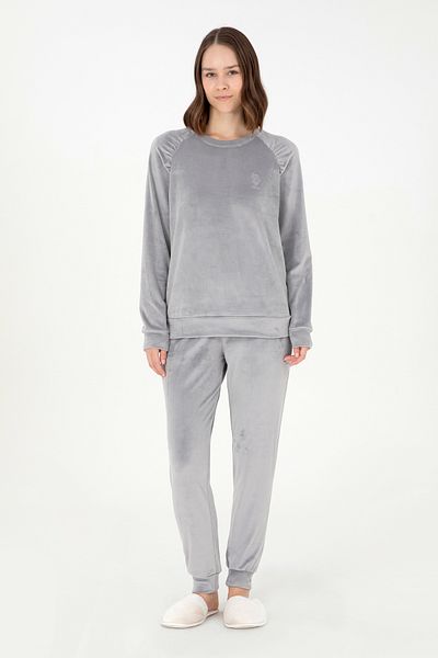 U.S. Polo Assn. Women's Gray Melange Pajama Set 50302064 -Vr086