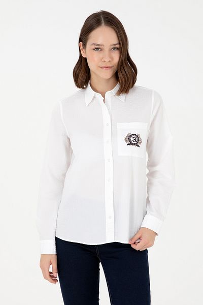U.S. Polo Assn. Γυναικείο λευκό μακρυμάνικο πουκάμισο 50291087 -VR013