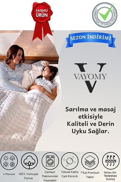 Vayomy Weighted Blanket Single Quilt 6 kg White 155X215 100% Cotton 4 Seasons Usable