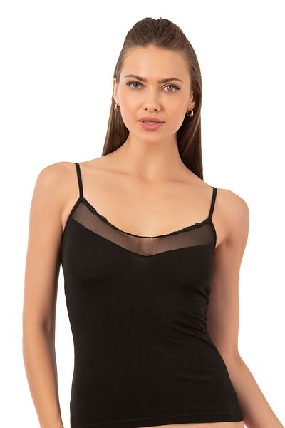ÖZKAN underwear قميص نسائي من Özkan 20572 مصنوع من القطن والتول بحزام رفيع