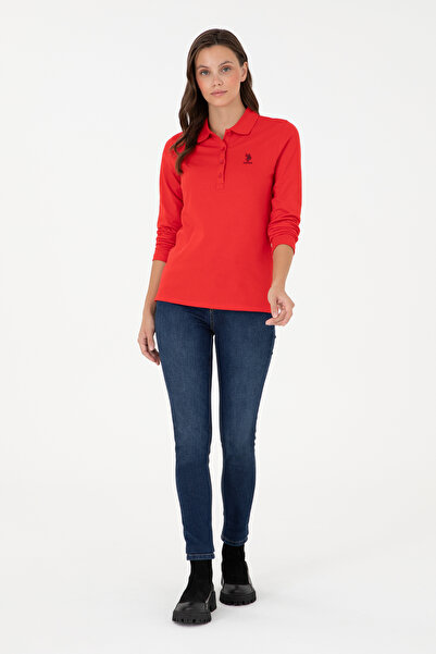 U.S. Polo Assn. Women's Red Basic Polo Neck Sweatshirt 50289541-Vr030
