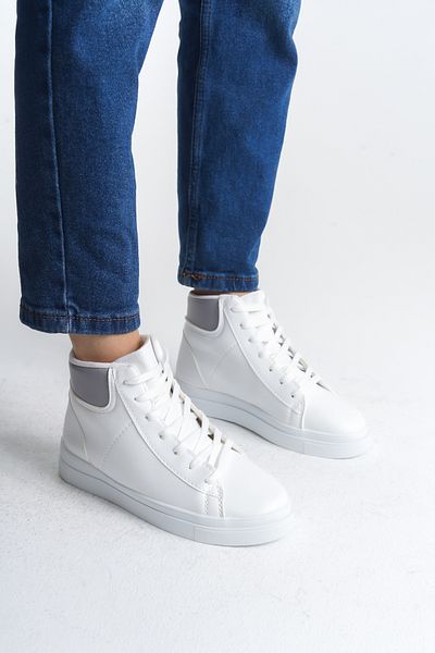 Moda Değirmeni Λευκό-Γκρι Γυναικείες Κοντές Μπότες BG1147-101-0007