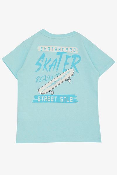Breeze Μπλουζάκι για αγόρια με στάμπα Skateboard 8-12 ετών, γαλάζιο