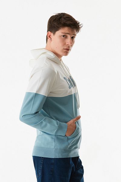 Fulla Moda Text Embroidered Kangaroo Pocket Hooded Sweatshirt