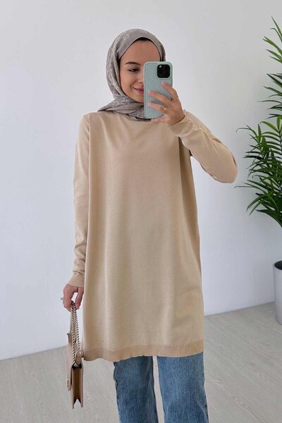 Ka Hijab Basic Merserize Tunik - Sütlü Kahve