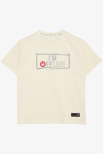 Breeze T-Shirt για αγόρι Offline / Εκτυπωμένο κείμενο εκτός σύνδεσης ηλικίας 9-14 ετών, κρέμα