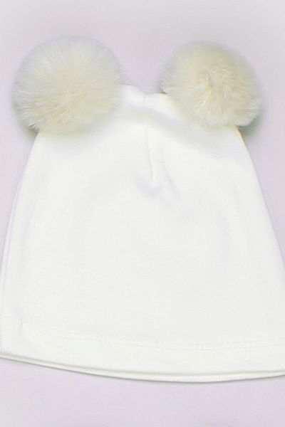 Peki Soft Cotton Combed Girl's Cap - Add 5, Pay 4, Newborn, Double Pompom, Beret 14016