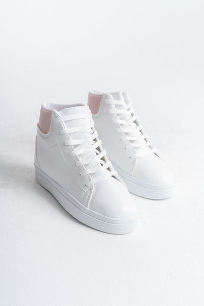 Moda Değirmeni Γυναικείες κοντές μπότες White-Powder BG1147-101-0007
