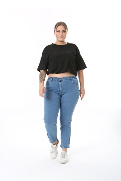 EYLÜL BUTİK Γυναικείο παντελόνι με ελαστική μέση σε μεγάλο μέγεθος