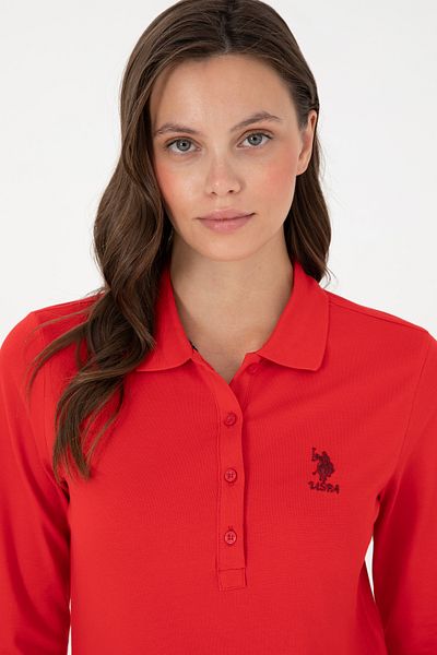 U.S. Polo Assn. Women's Red Basic Polo Neck Sweatshirt 50289541 -Vr030