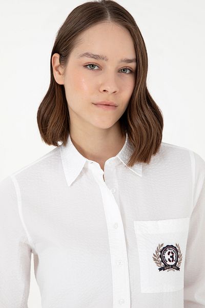 U.S. Polo Assn. Γυναικείο λευκό μακρυμάνικο πουκάμισο 50291087 -VR013