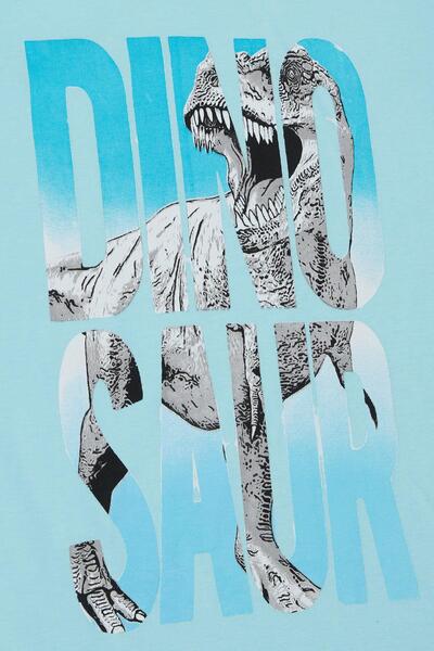 Breeze Boy's T-Shirt Roaring Dinosaur Printed Age 5-10, Light Blue