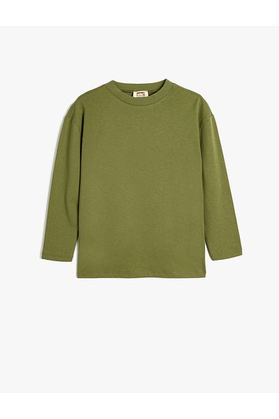 Koton Long Sleeve Oversize Cotton T-Shirt - Crew Neck