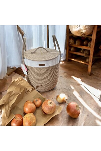 Bohemahomedecor Decorative Wicker Cotton Basket - Potato and Onion Organizer ...