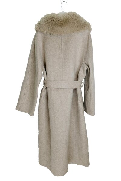 Kayra Premium Wool Fur Double Breasted Button-Up Coat