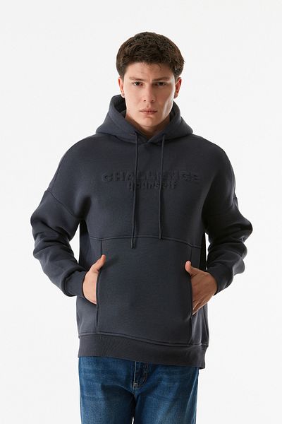 Fulla Moda Φούτερ με κουκούλα καγκουρό με ανάγλυφη στάμπα
