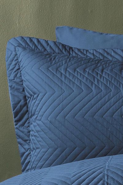İssimo Home Simply Navy Blue Cotton Satin Double Bedspread Set