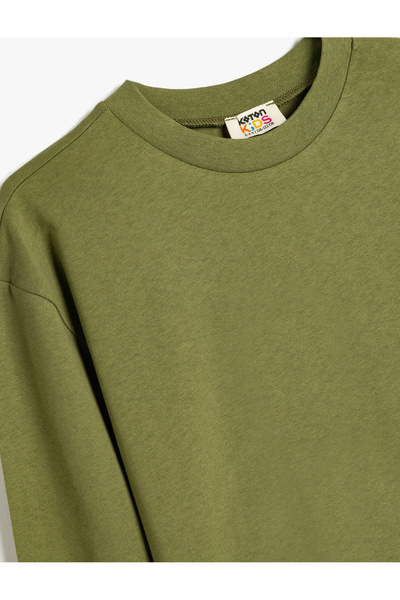 Koton Pamuklu Uzun Kollu Bisiklet Yaka Oversize Basic Tişört