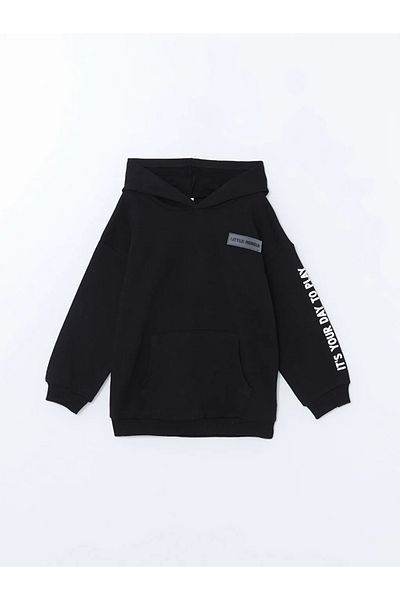 LC Waikiki Kids New Black Hooded Boy Sweatshirt