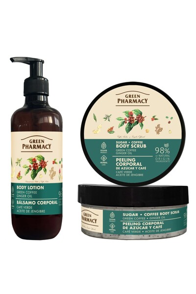 Green Pharmacy %96 Organik Nemlendirici ve Yatıştırıcı Vicut Bakım Seti Kahve ve Zencefil Yağı