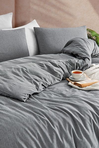 Tabu Home Yarn-Dyed Anthracite Double Duvet Cover Set