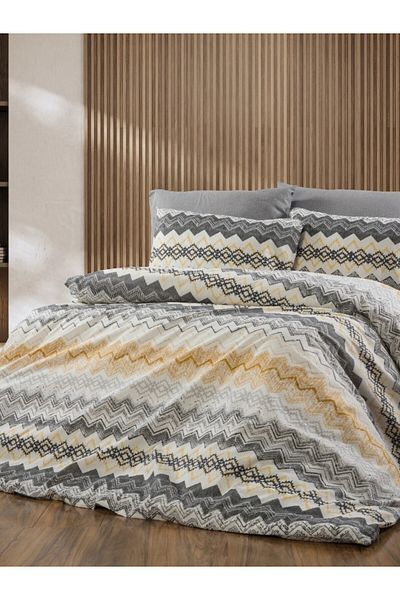 Faiend Cotton Double Duvet Cover Set with Fade-Resistant Anti-Fluffy Fitted Sheets