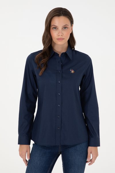 U.S. Polo Assn. Women's Navy Long Sleeve Basic Shirt 50295704-VR033