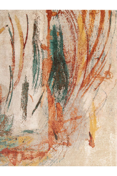 Rugs Modern Halı Aysu Koleksiyonu Yeşil Turuncu Detaylı Soyut Desenli Dokuma ...